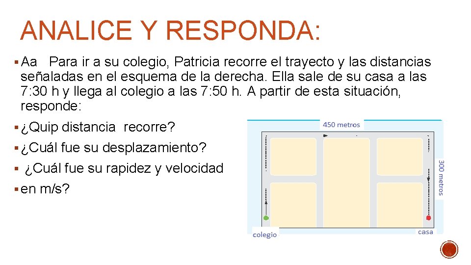 ANALICE Y RESPONDA: § Aa Para ir a su colegio, Patricia recorre el trayecto ANALICE Y RESPONDA: § Aa Para ir a su colegio, Patricia recorre el trayecto