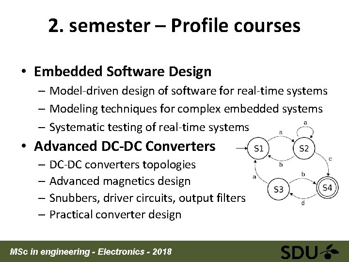 2. semester – Profile courses • Embedded Software Design – Model-driven design of software