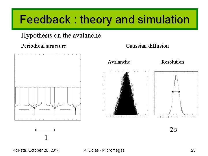 Feedback : theory and simulation Hypothesis on the avalanche Periodical structure Gaussian diffusion Avalanche