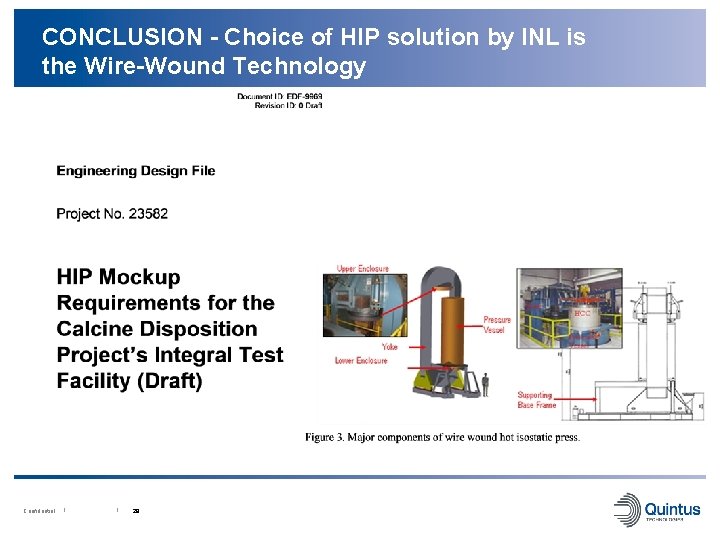 CONCLUSION - Choice of HIP solution by INL is the Wire-Wound Technology Confidential I