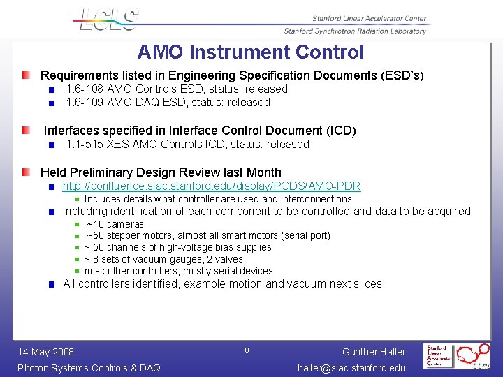 AMO Instrument Control Requirements listed in Engineering Specification Documents (ESD’s) 1. 6 -108 AMO AMO Instrument Control Requirements listed in Engineering Specification Documents (ESD’s) 1. 6 -108 AMO