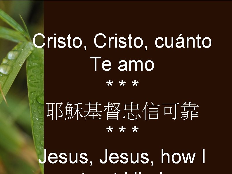 Cristo, cuánto Te amo *** 耶穌基督忠信可靠 *** Jesus, how I 