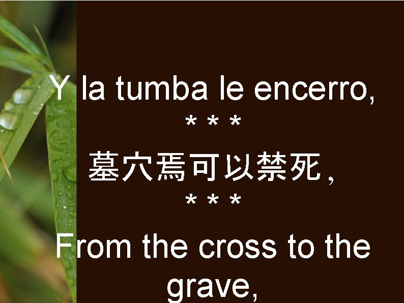 Y la tumba le encerro, *** 墓穴焉可以禁死, *** From the cross to the grave,