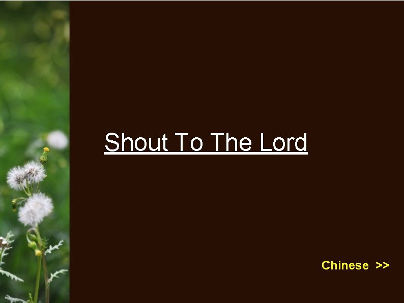 Shout To The Lord Chinese >> 