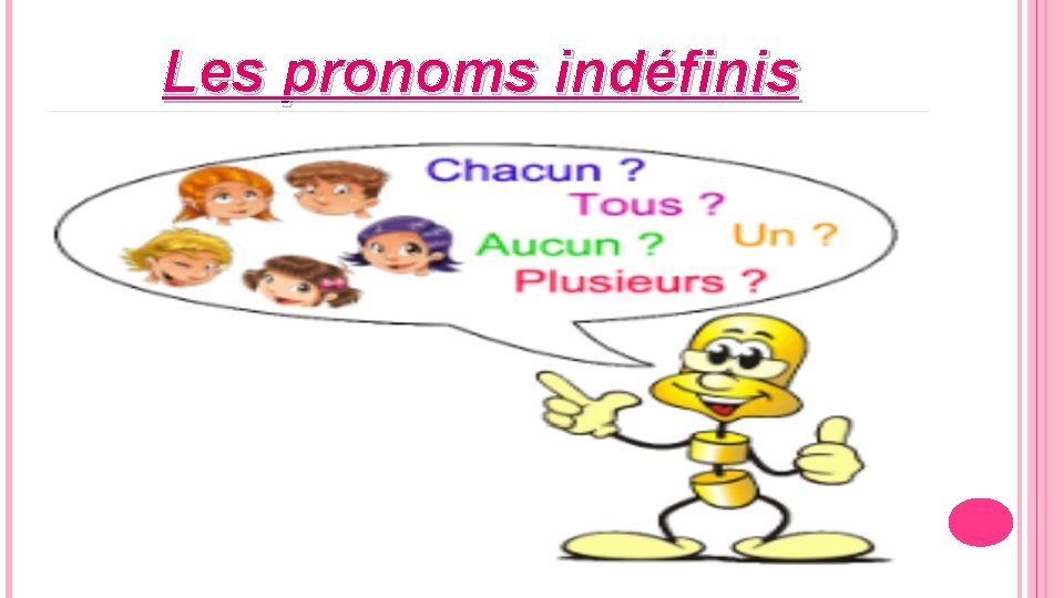 Les pronoms indéfinis 