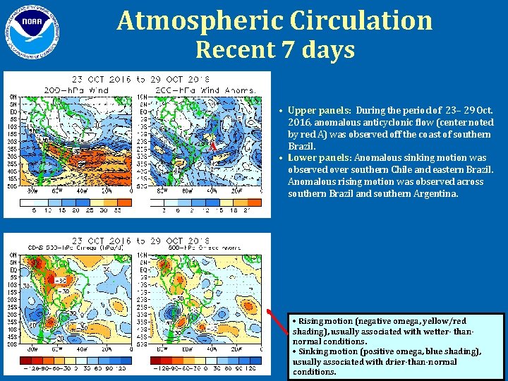 Atmospheric Circulation Recent 7 days A • Upper panels: During the period of 23–