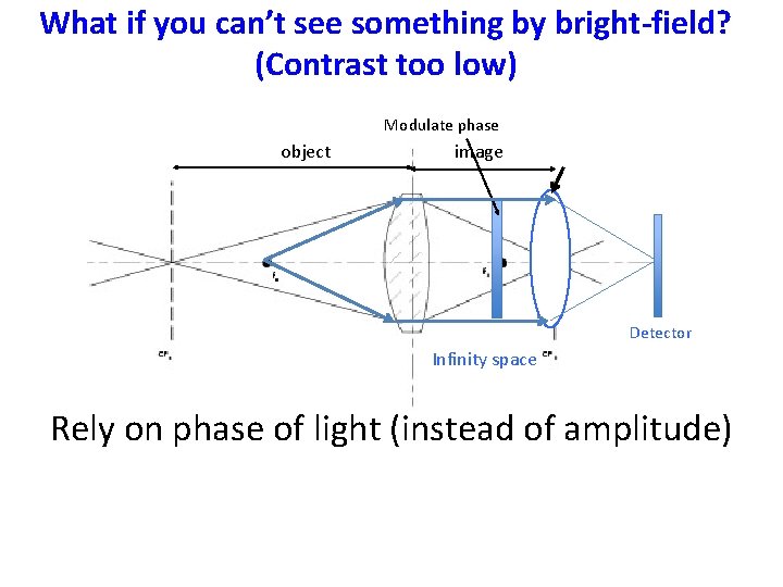 What if you can’t see something by bright-field? (Contrast too low) Modulate phase object