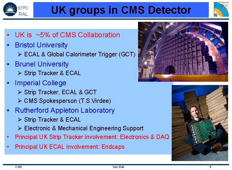 STFC RAL UK groups in CMS Detector • UK is ~5% of CMS Collaboration