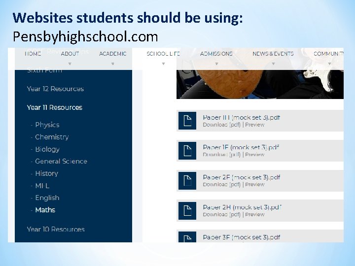 Websites students should be using: Pensbyhighschool. com 