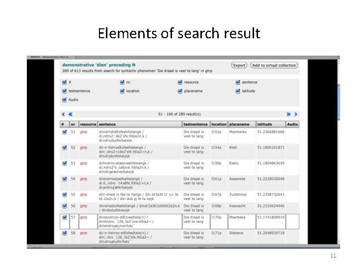 Elements of search result 11 