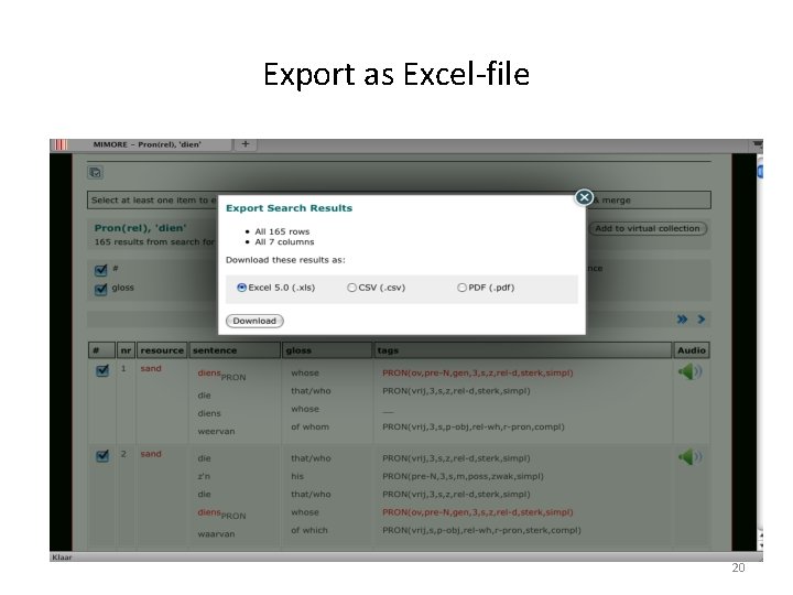 Export as Excel-file 20 