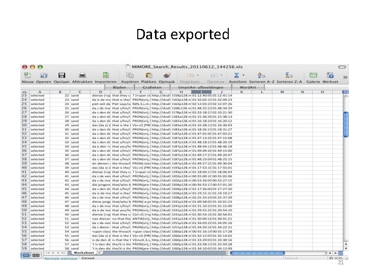 Data exported 21 
