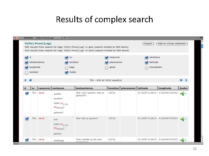 Results of complex search 23 