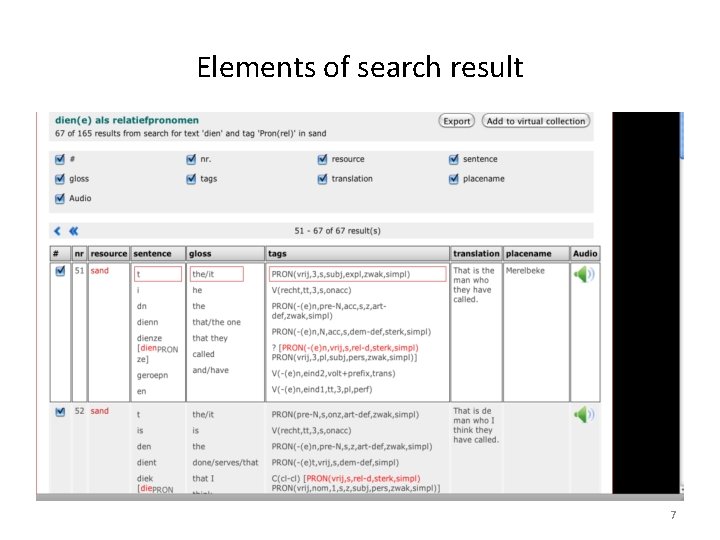 Elements of search result 7 