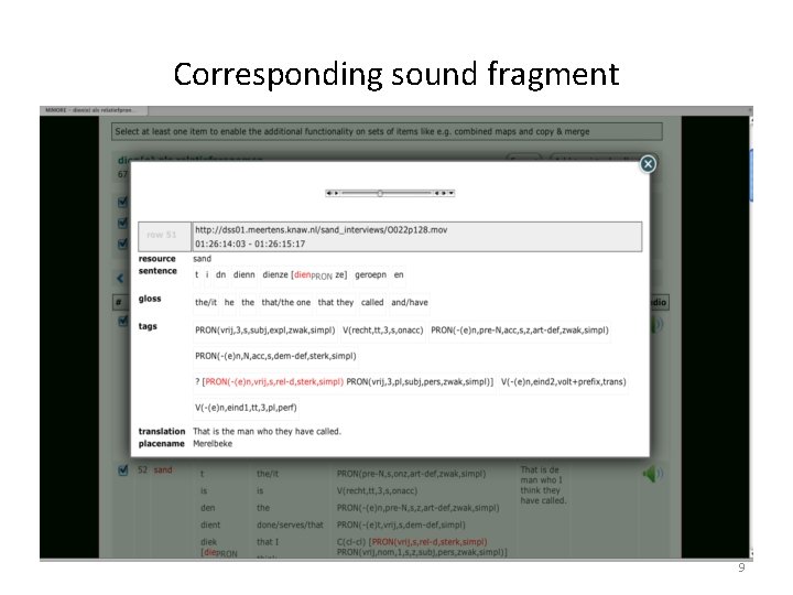 Corresponding sound fragment 9 