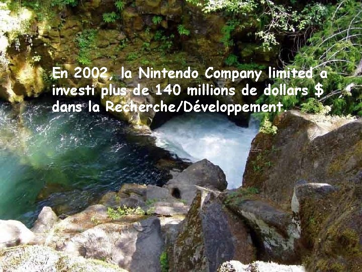 En 2002, la Nintendo Company limited a investi plus de 140 millions de dollars