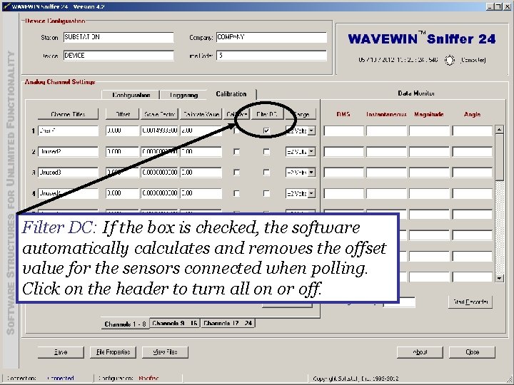 Filter DC: If the box is checked, the software automatically calculates and removes the