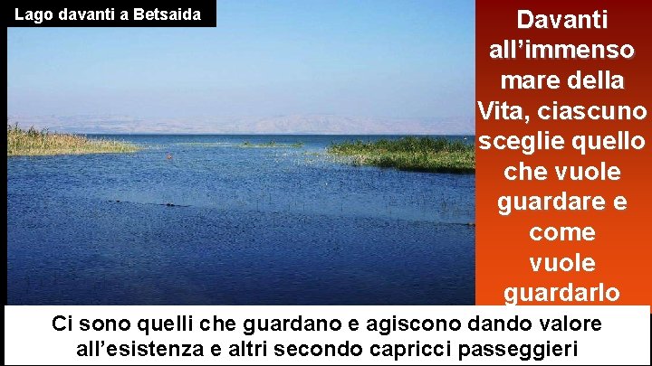 Lago davanti a Betsaida Davanti all’immenso mare della Vita, ciascuno sceglie quello che vuole