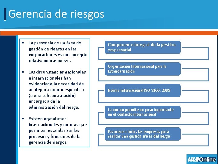 Gerencia de riesgos § La presencia de un área de gestión de riesgos en