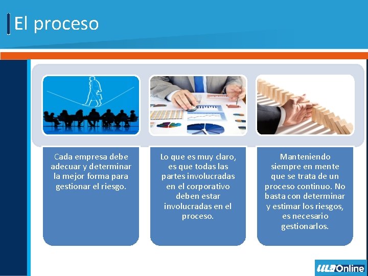 El proceso Cada empresa debe adecuar y determinar la mejor forma para gestionar el