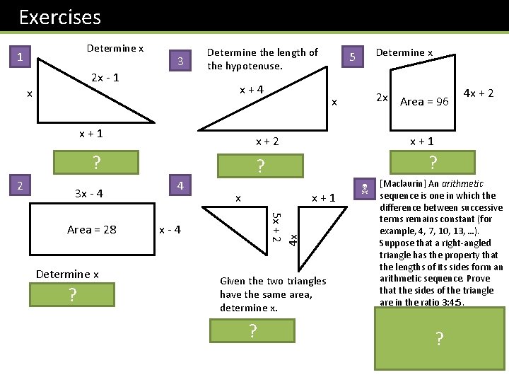 Exercises Determine x 1 3 2 x - 1 Determine the length of the