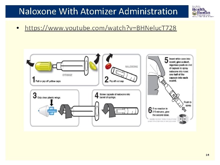 Naloxone With Atomizer Administration • https: //www. youtube. com/watch? v=BHNeluc. T 728 16 