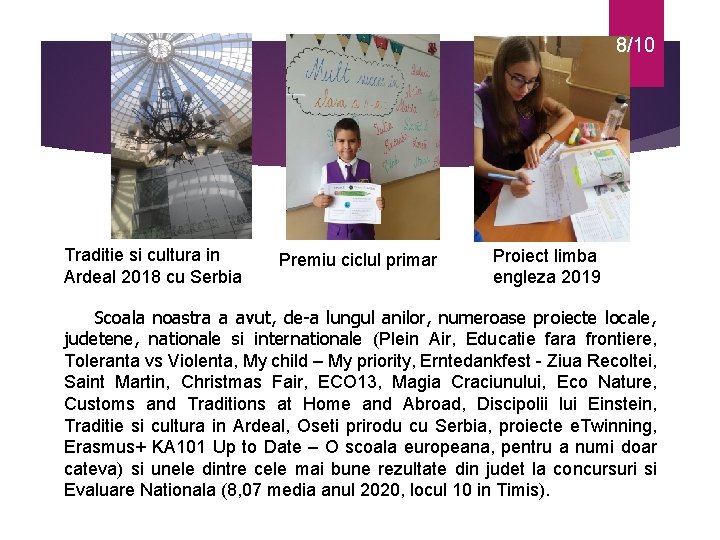 8/10 Traditie si cultura in Ardeal 2018 cu Serbia Premiu ciclul primar Proiect limba