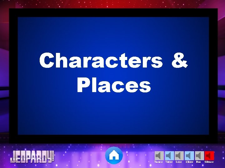 Characters & Places Theme Timer Lose Cheer Boo Silence 