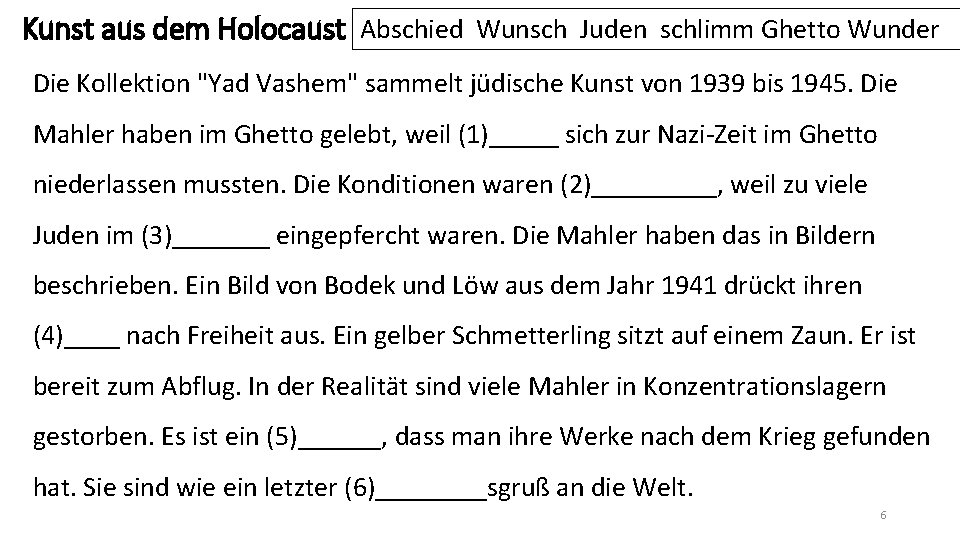 Kunst aus dem Holocaust Abschied Wunsch Juden schlimm Ghetto Wunder Die Kollektion "Yad Vashem"