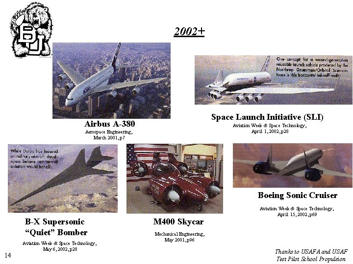 2002+ Space Launch Initiative (SLI) Airbus A-380 Aviation Week & Space Technology, April 1,