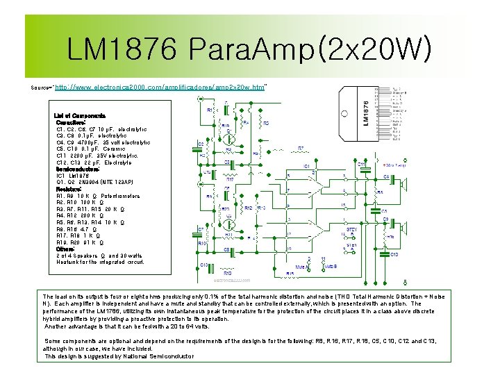 LM 1876 Para. Amp(2 x 20 W) Source=“http: //www. electronica 2000. com/amplificadores/amp 2 x