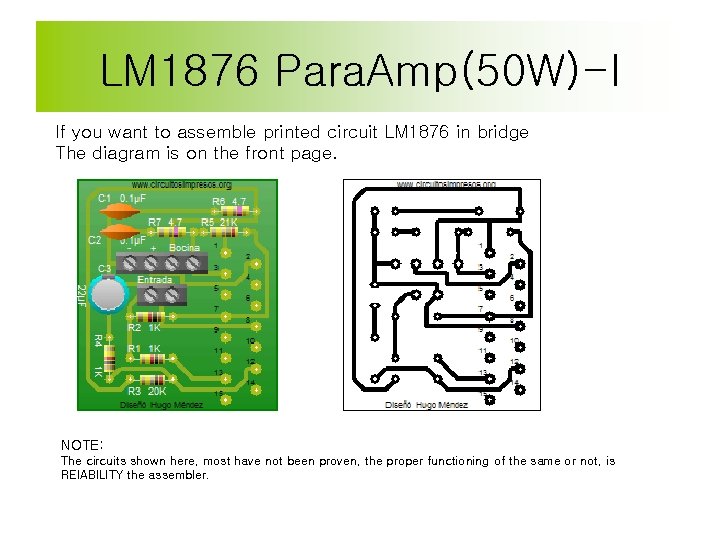 LM 1876 Para. Amp(50 W)-I If you want to assemble printed circuit LM 1876