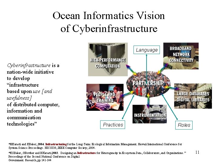 Ocean Informatics Vision of Cyberinfrastructure Language Cyberinfrastructure is a nation-wide initiative to develop “infrastructure