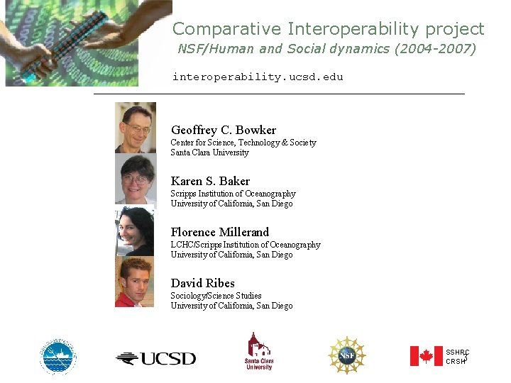 Comparative Interoperability project NSF/Human and Social dynamics (2004 -2007) interoperability. ucsd. edu Geoffrey C.