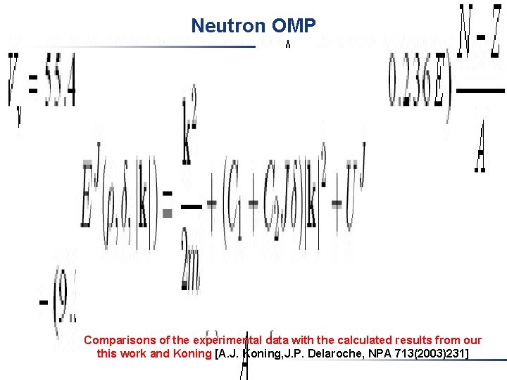 Neutron OMP Comparisons of the experimental data with the calculated results from our this Neutron OMP Comparisons of the experimental data with the calculated results from our this