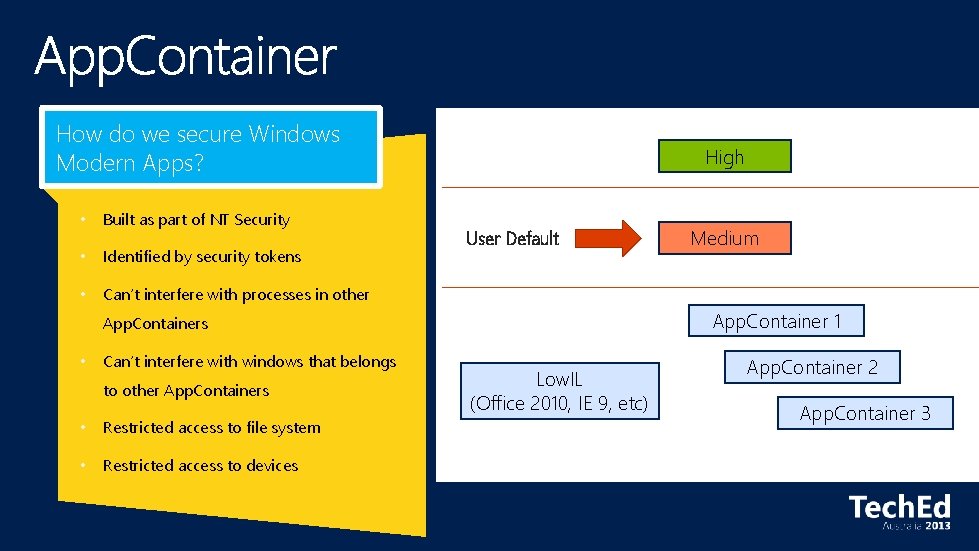 How do we secure Windows Modern Apps? • Built as part of NT Security