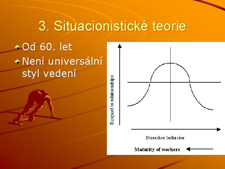 3. Situacionistické teorie Od 60. let Není universální styl vedení 3. Situacionistické teorie Od 60. let Není universální styl vedení