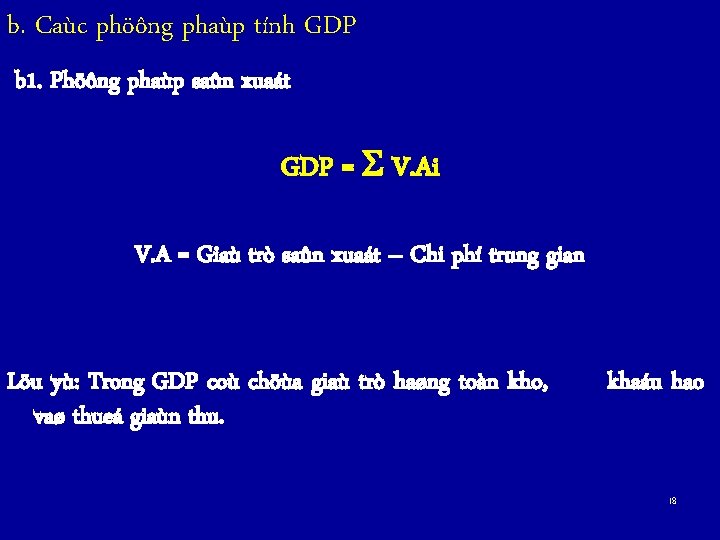 b. Caùc phöông phaùp tính GDP b 1. Phöông phaùp saûn xuaát GDP =