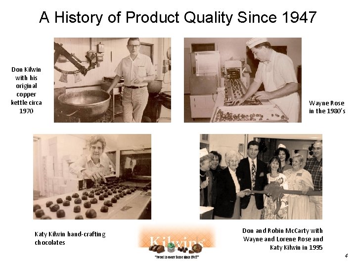 A History of Product Quality Since 1947 Don Kilwin with his original copper kettle