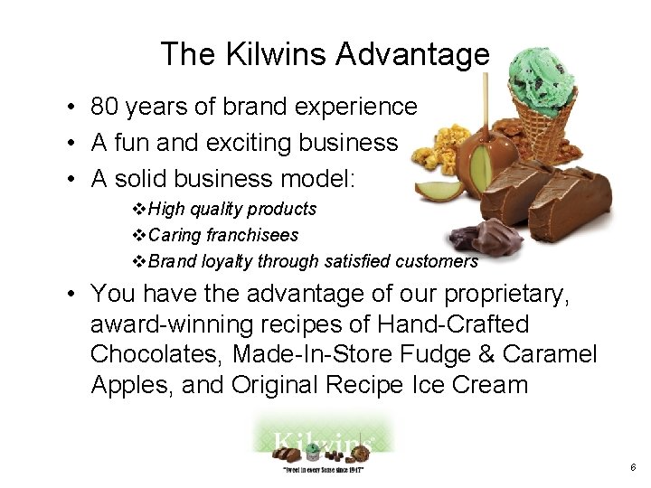 The Kilwins Advantage • 80 years of brand experience • A fun and exciting