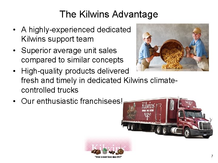 The Kilwins Advantage • A highly-experienced dedicated Kilwins support team • Superior average unit
