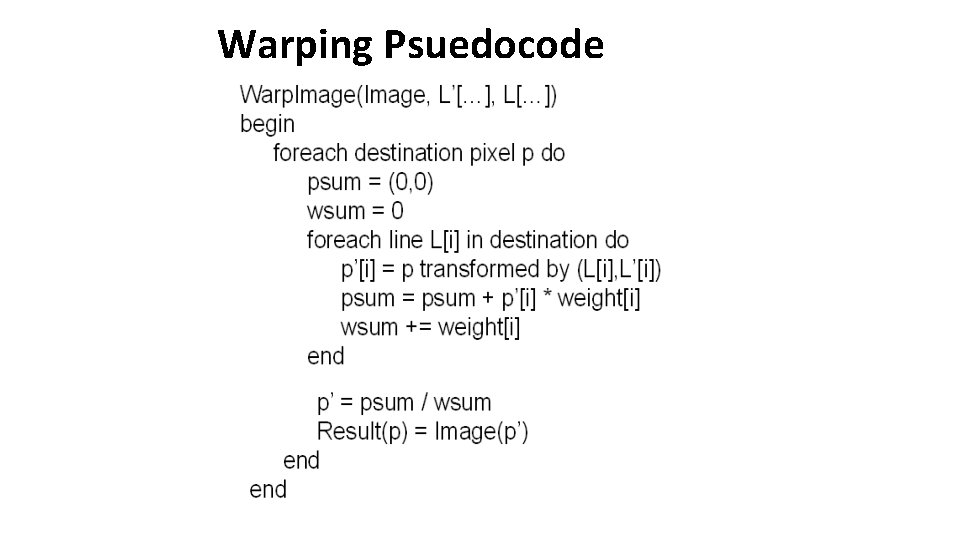 Warping Psuedocode 