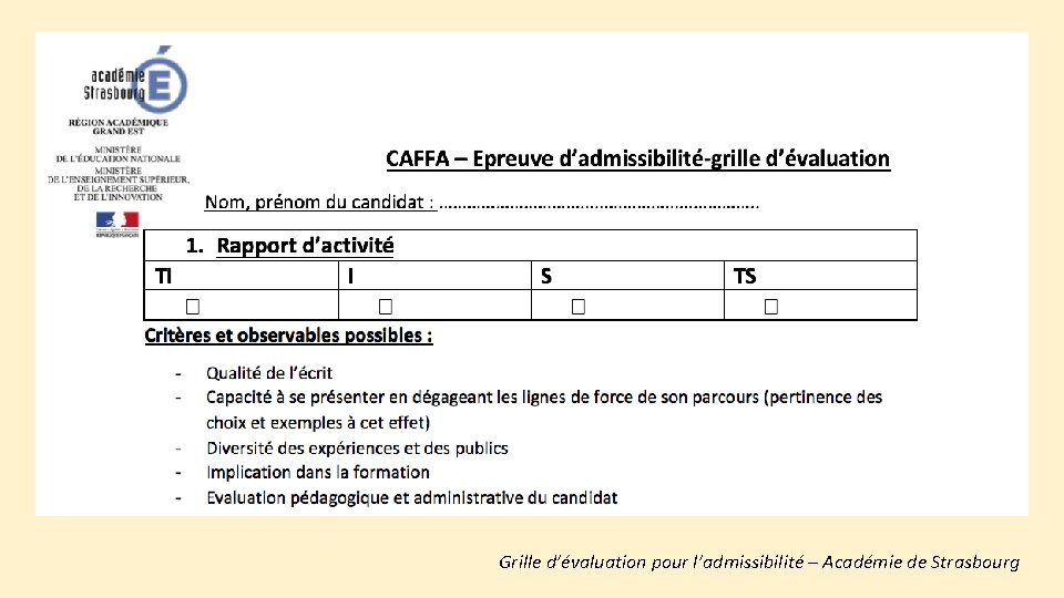 Grille d’évaluation pour l’admissibilité – Académie de Strasbourg 