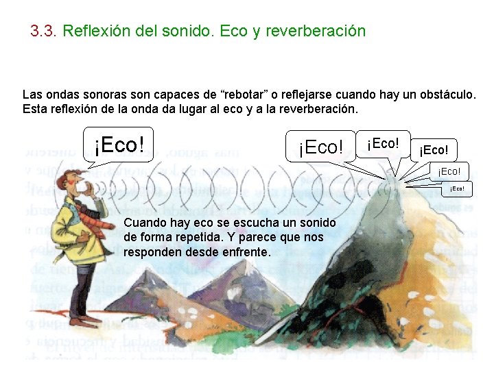 3. 3. Reflexión del sonido. Eco y reverberación Las ondas sonoras son capaces de