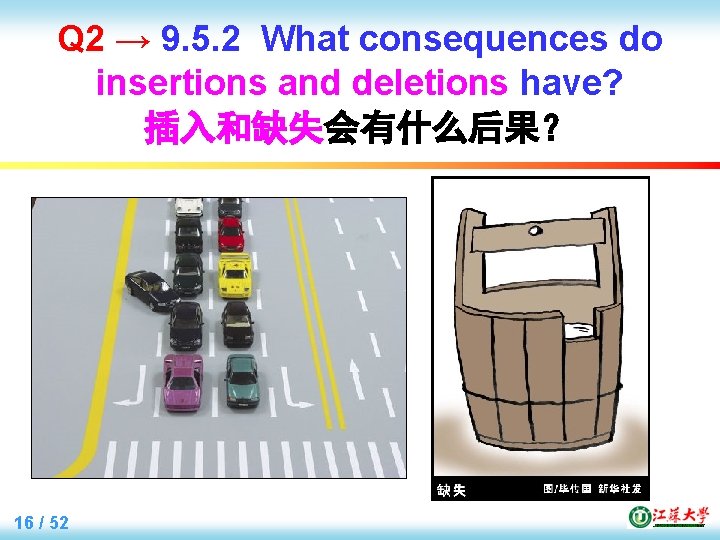 Q 2 → 9. 5. 2 What consequences do insertions and deletions have? 插入和缺失会有什么后果？