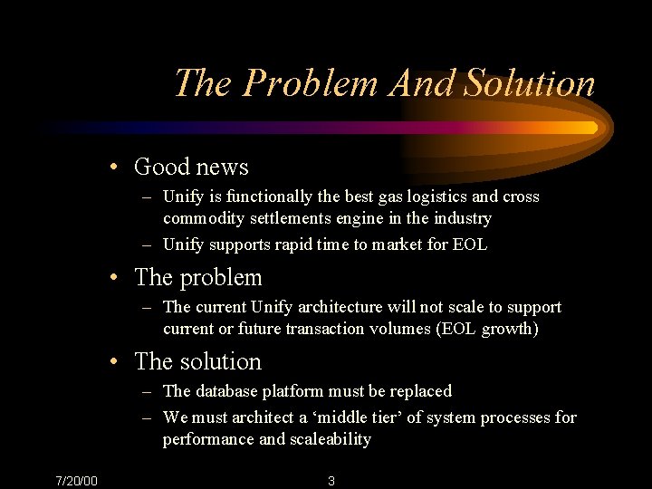 The Problem And Solution • Good news – Unify is functionally the best gas