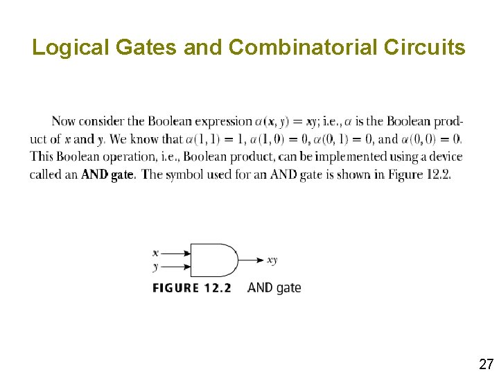 Logical Gates and Combinatorial Circuits 27 