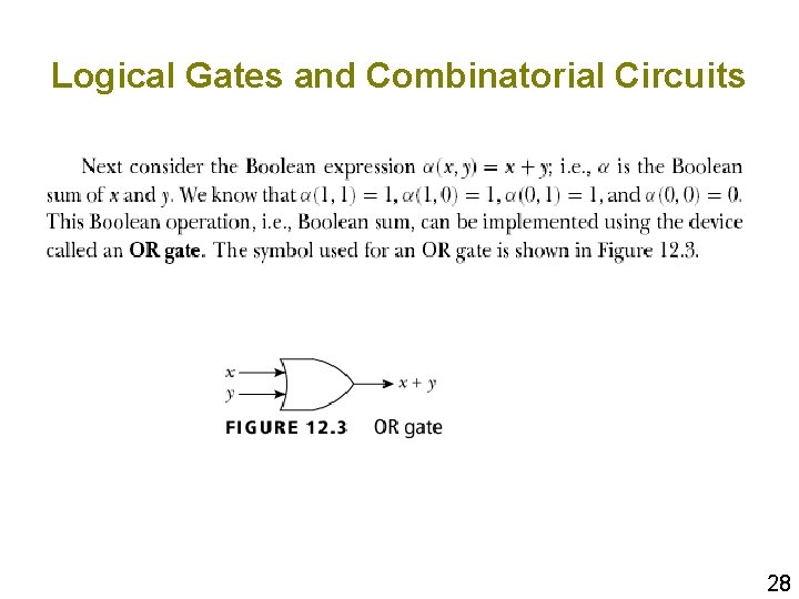 Logical Gates and Combinatorial Circuits 28 