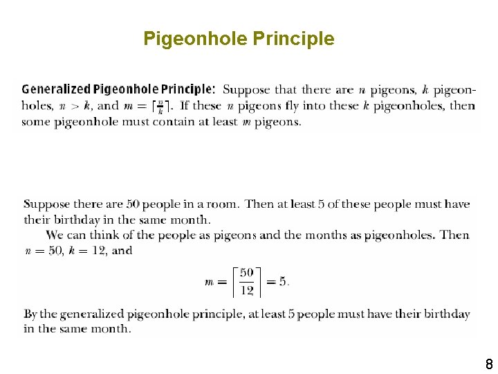 Pigeonhole Principle 8 