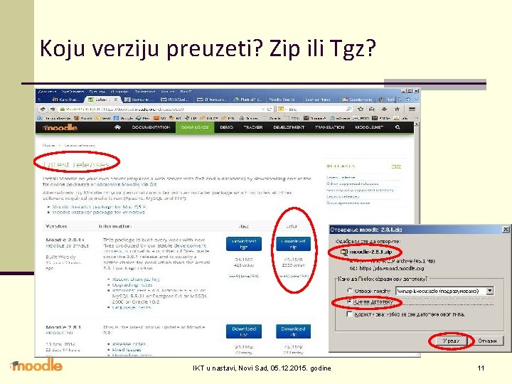 Koju verziju preuzeti? Zip ili Tgz? IKT u nastavi, Novi Sad, 05. 12. 2015.